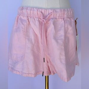 Cynthia Rowley Women’s Linen Shorts Elastic Waist & Drawstring Bubble Gum Size L